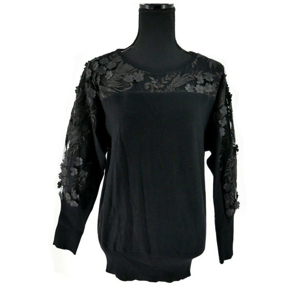Embellished Mesh Sweater JM Collection Size S